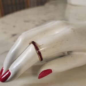 Avon Gold Band Ring with Red Stones - Women's Jewelry